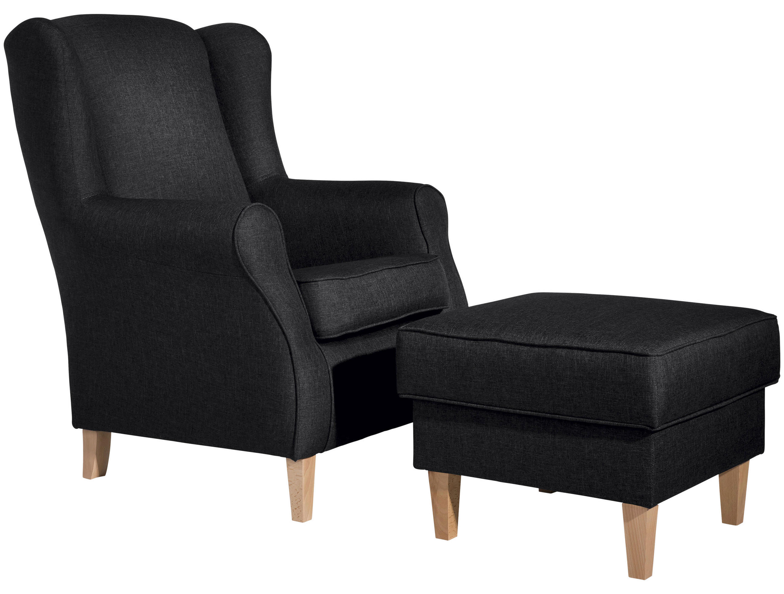 HOCKER in Textil Graphitfarben  - Buchefarben/Graphitfarben, Design, Holz/Textil (53/45/53cm) - Max Winzer