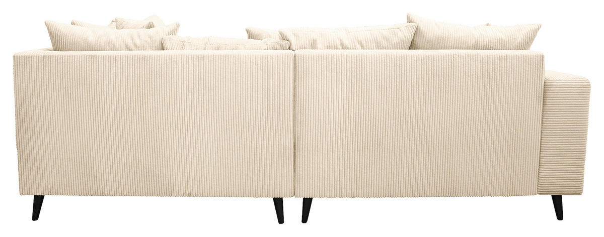 Ecksofa inkl. Hocker tekstil  krem   - crna/krem, Design, tekstil/drvo (247/174cm) - MID.YOU