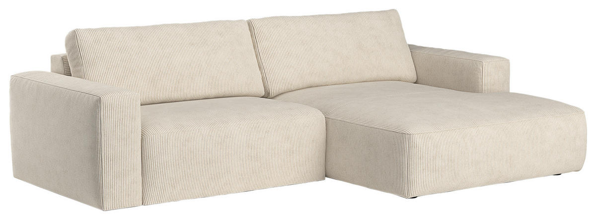 ECKSOFA in Mikrofaser Beige  283/175 cm  - Beige/Schwarz, MODERN, Kunststoff/Textil (283/175cm) - MID.YOU