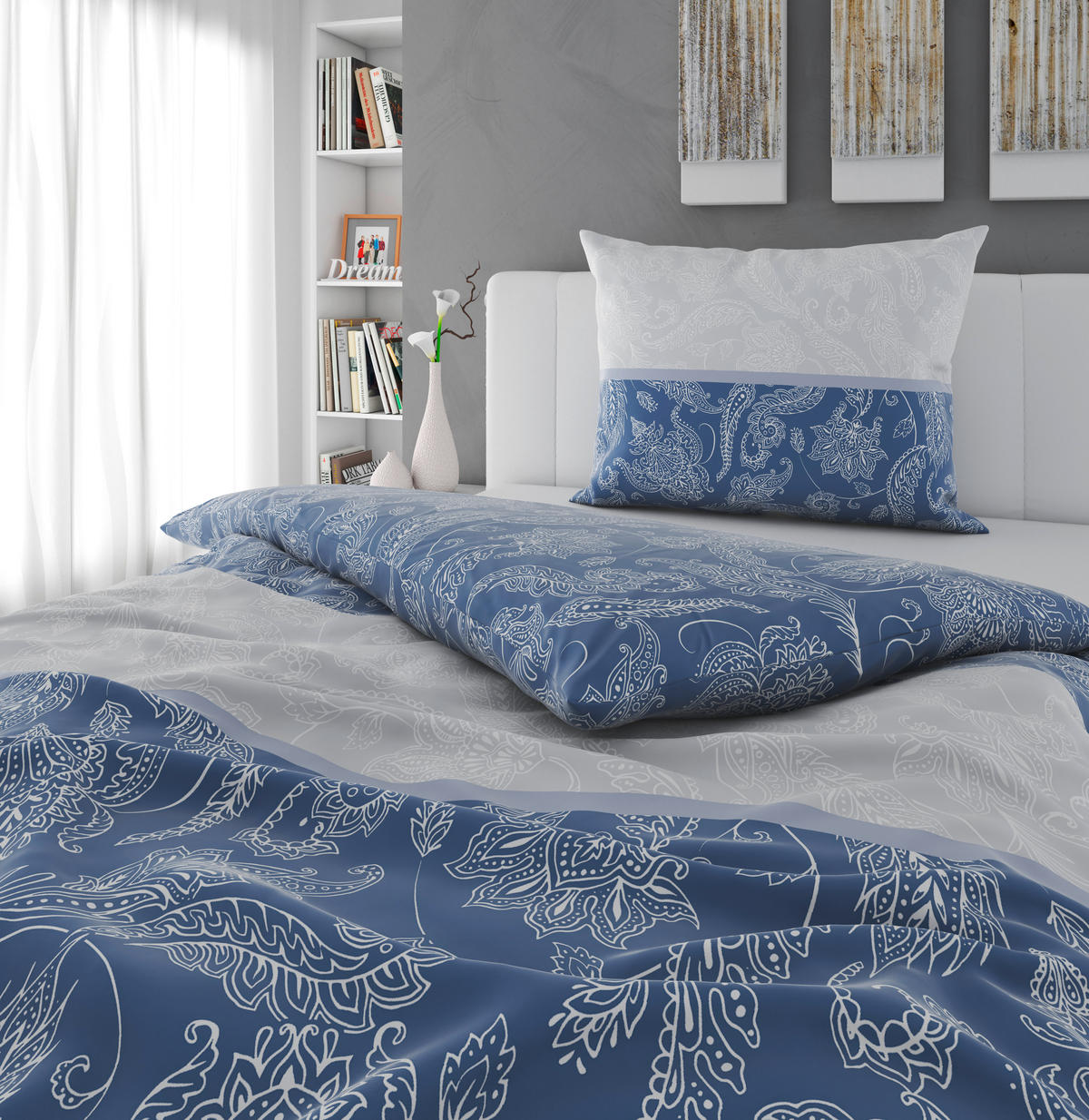 BETTWÄSCHE Satin 140/200 cm  - Blau, Textil (140/200cm) - Novel