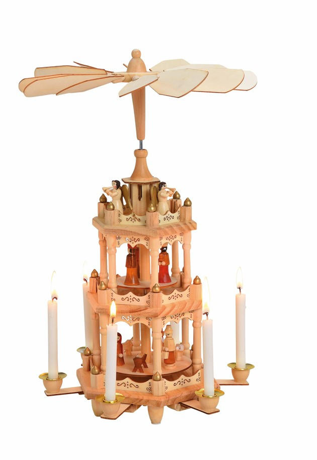 WEIHNACHTSPYRAMIDE  - Naturfarben, Basics, Holz (16/38/16cm) - X-Mas