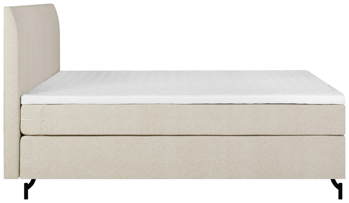 BOXSPRING-ÁGY 160/200 cm  krémszínű  - krémszínű/fekete, Modern, textil (160/200cm) - MID.YOU