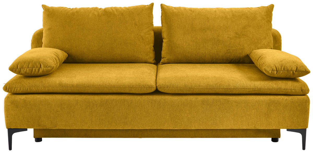 SCHLAFSOFA in Flachgewebe Gelb  - Gelb/Schwarz, Design, Textil/Metall (203/75/100cm) - MID.YOU