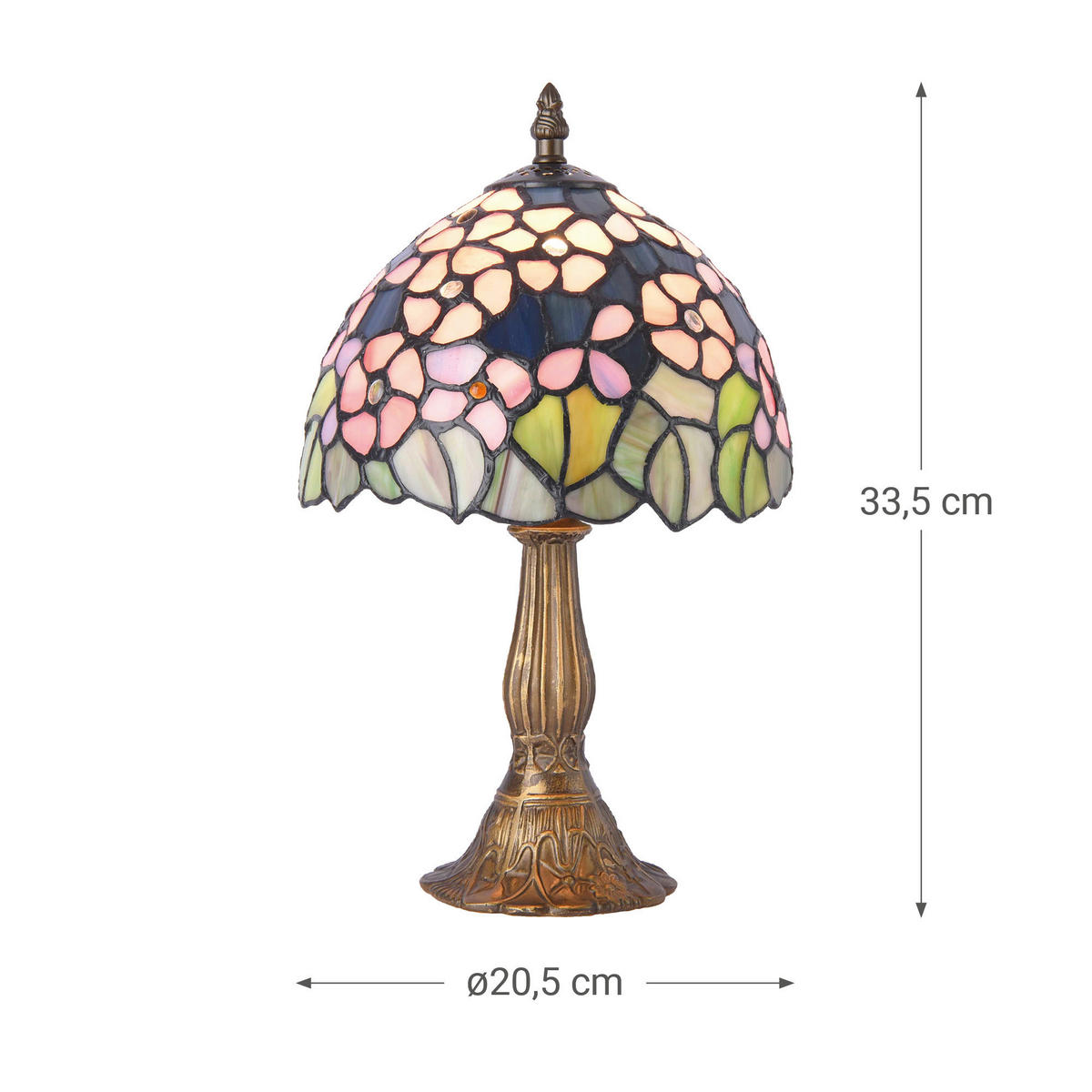 ASZTALI LÁMPA - barna/többszínű, Basics, Üveg/fém (33.5/20.5/20.5cm)