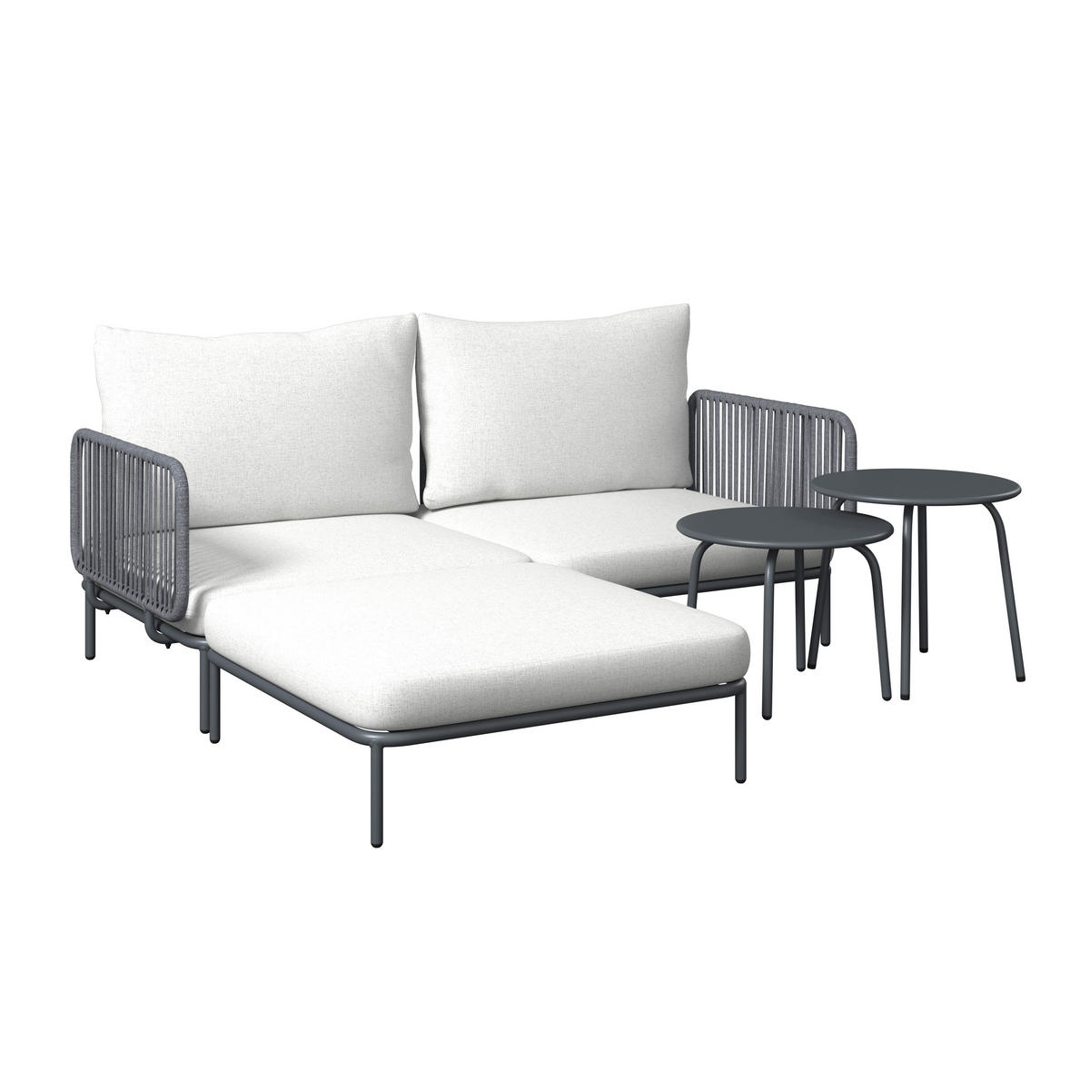 LOUNGEGARNITUR 173,5/186 cm Stahl  - Anthrazit/Grau, Basics, Textil/Metall (173,5/186cm) - Ambia Garden