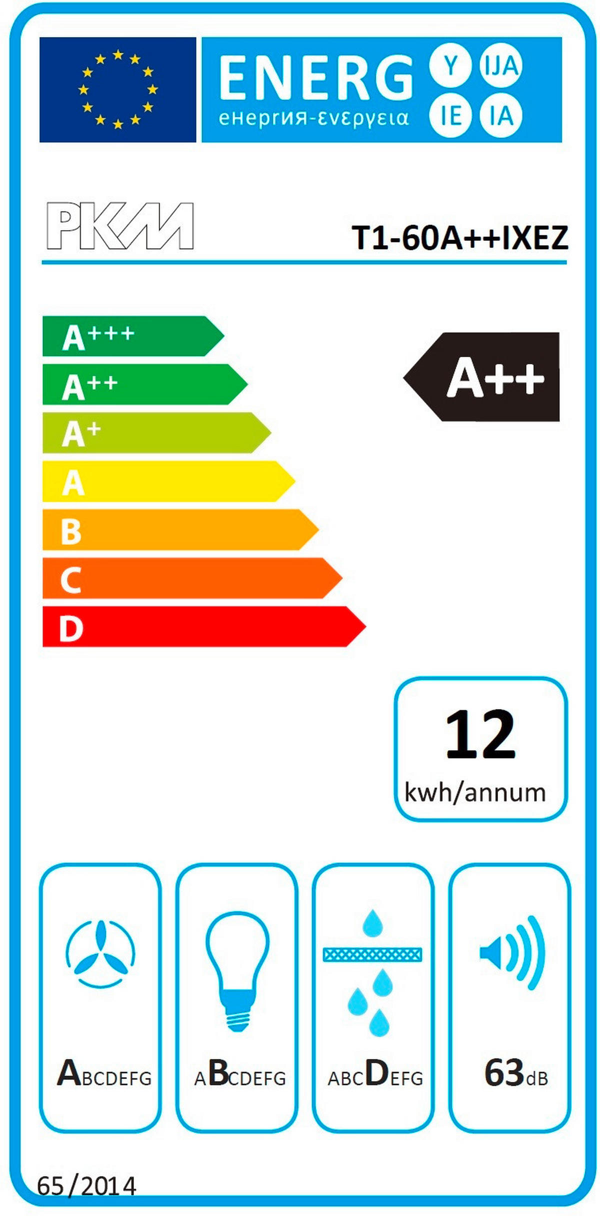 DUNSTABZUGSHAUBE T1-60A++IXEZ  - Edelstahlfarben, Trend, Metall (60/104,80/50cm) - PKM