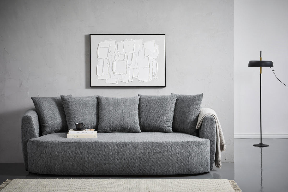 SCHLAFSOFA  mit Stoffauswahl, Liegefunktion, Schlafen auf Sitzhöhe, Rücken echt Chenille Dunkelgrau  - Dunkelgrau/Schwarz, KONVENTIONELL, Kunststoff/Textil (238/74/107cm) - Carryhome