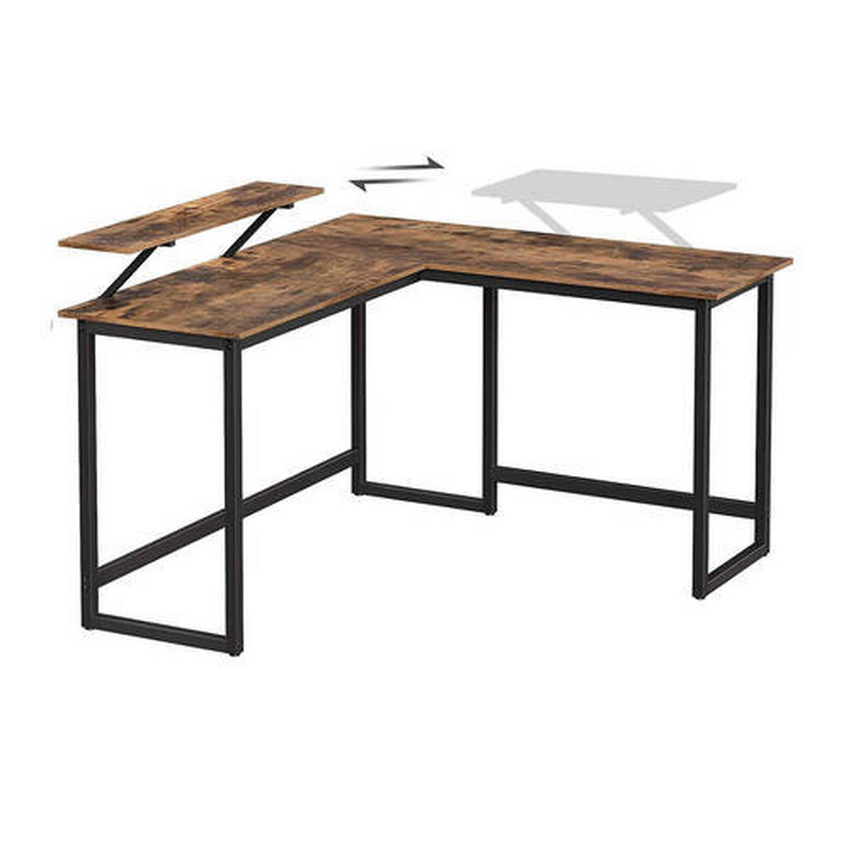 ROHOVÝ PÍSACÍ STÔL, hnedá, čierna, 140/130/92,2 cm - hnedá/čierna, Basics, kov/kompozitné drevo (140/130/92,2cm) - Boxxx