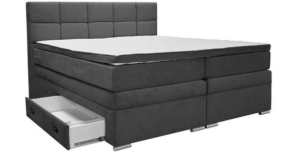 BOXSPRINGBETT 180/200 cm  in Anthrazit  - Anthrazit/Alufarben, KONVENTIONELL, Kunststoff/Textil (180/200cm) - Carryhome