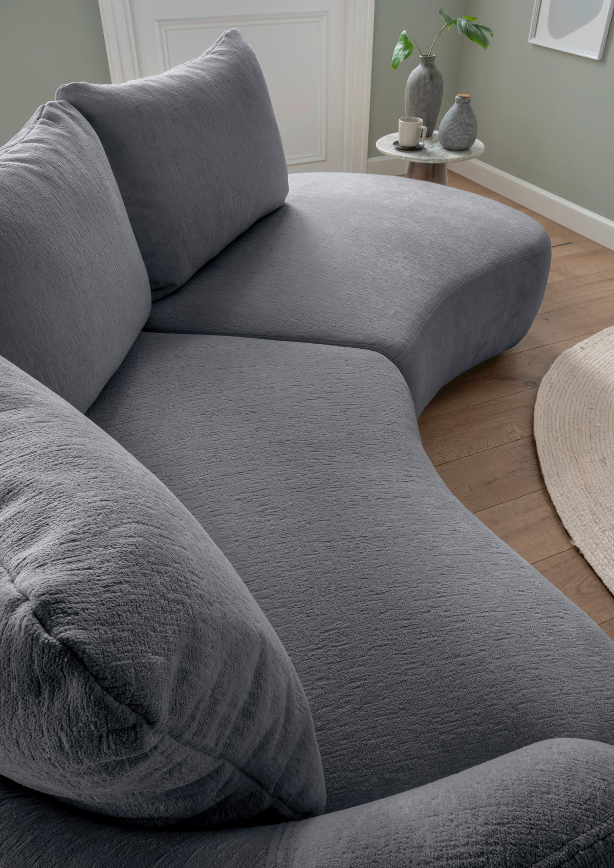 ECKSOFA in Mikrofaser Anthrazit  - Anthrazit/Schwarz, Modern, Kunststoff/Textil (139/250cm) - Livetastic