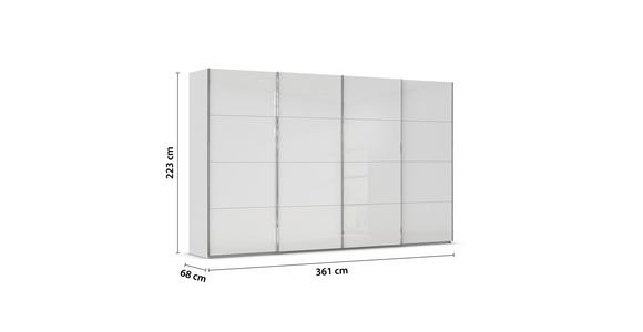 SCHWEBETÜRENSCHRANK 361/223/68 cm 4-türig Weiß, Seidengrau  - Chromfarben/Seidengrau, Design, Glas/Holzwerkstoff (361/223/68cm) - Novel
