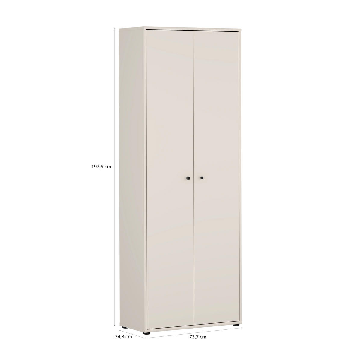 DREHTÜRENSCHRANK 73,7/197,5/34,8 cm,  in Sandfarben, 2 Tür(en)  - Sandfarben/Schwarz, Design, Holzwerkstoff/Kunststoff (73,7/197,5/34,8cm)