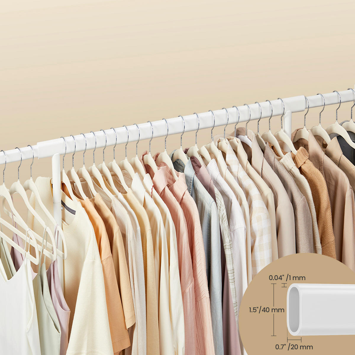 KLEIDERWAGEN in Weiß 150/160/45 cm   - Weiß, Trend, Kunststoff/Metall (150/160/45cm) - Boxxx