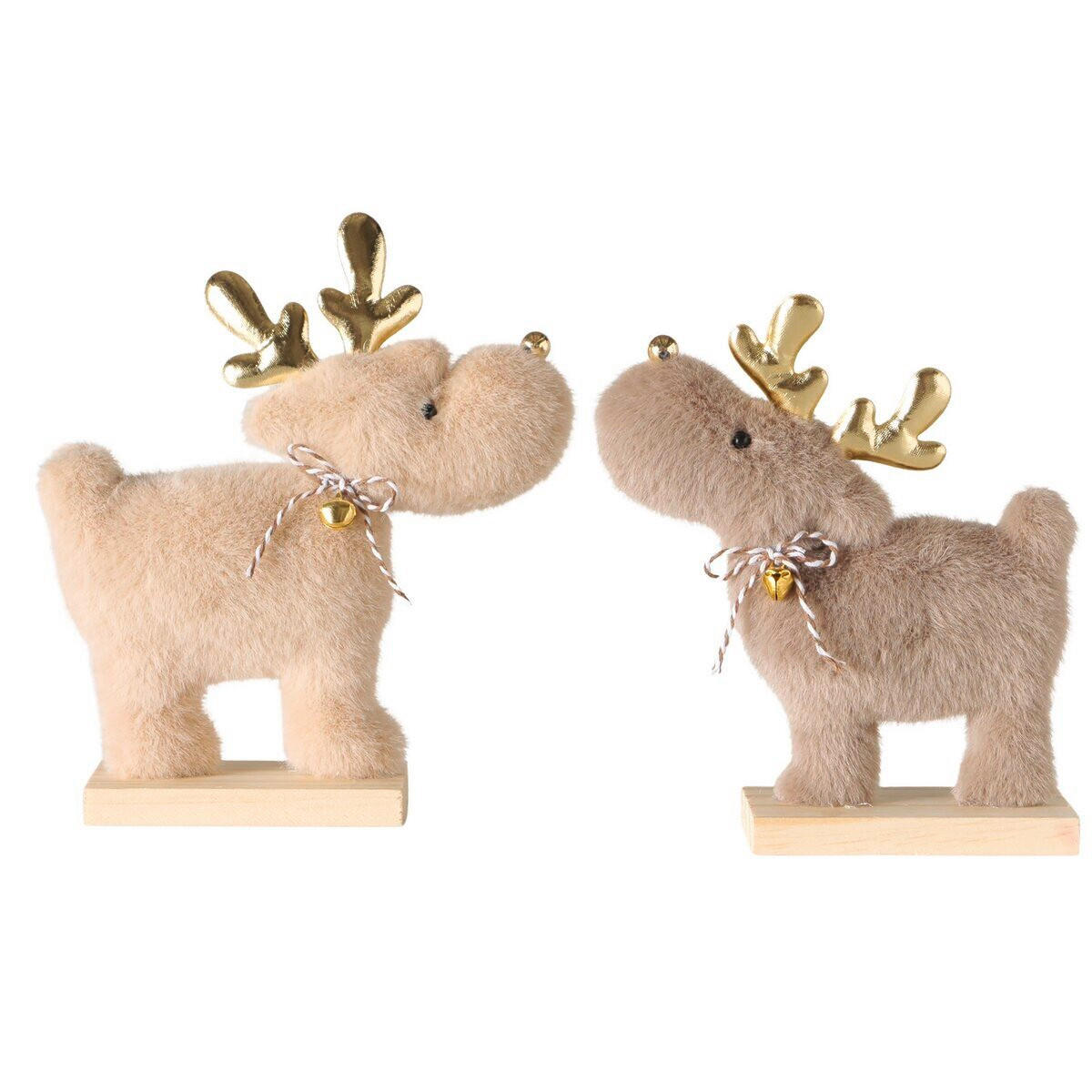 DEKOHIRSCH - Beige/Braun, Basics, Holz/Textil (18/5/19cm)