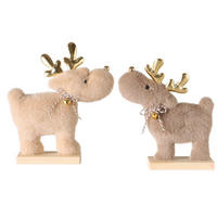 DEKOHIRSCH - Beige/Braun, Basics, Holz/Textil (18/5/19cm)