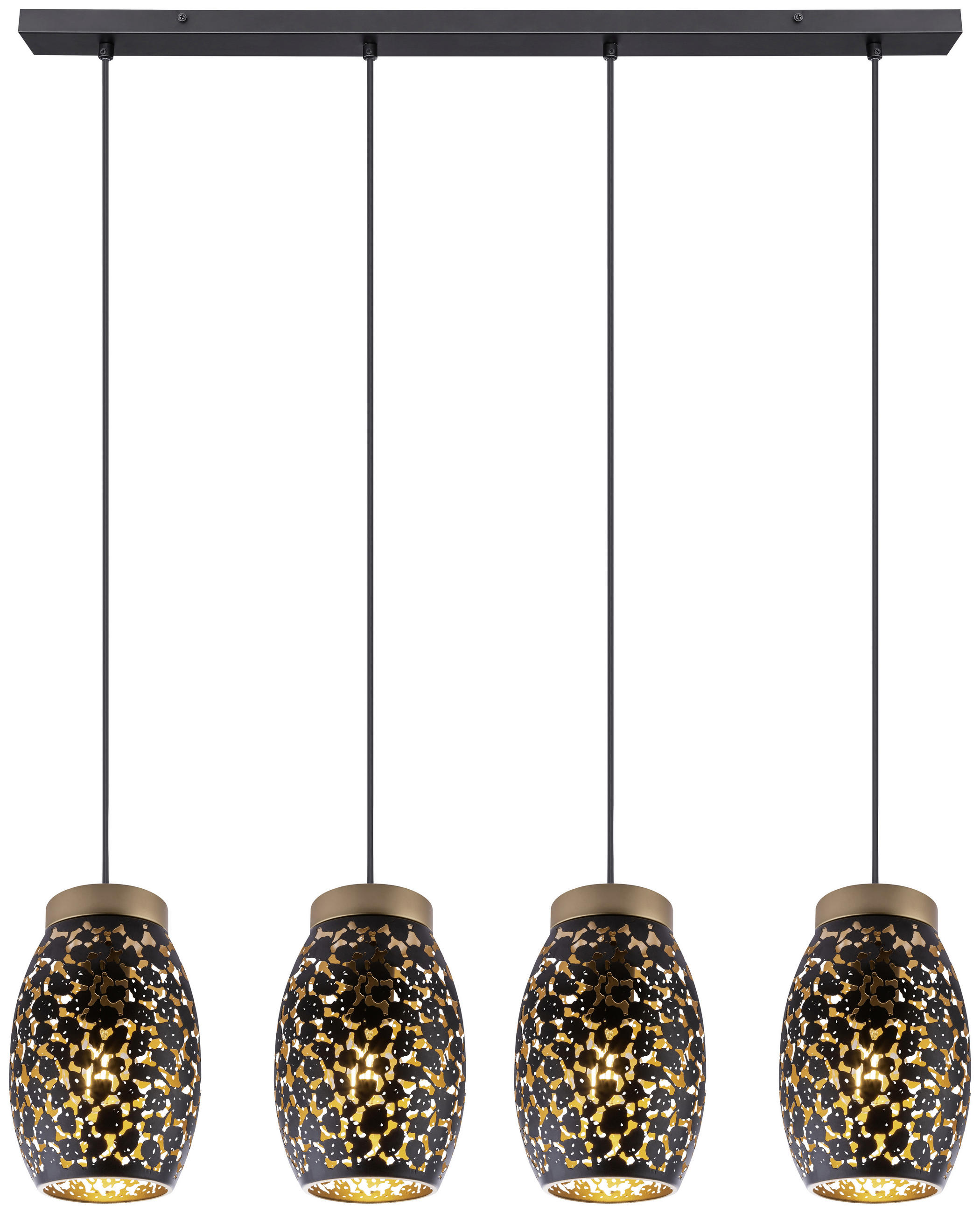 HÄNGELEUCHTE Narri 90/15/120 cm   - Goldfarben/Schwarz, Basics, Metall (90/15/120cm) - Globo