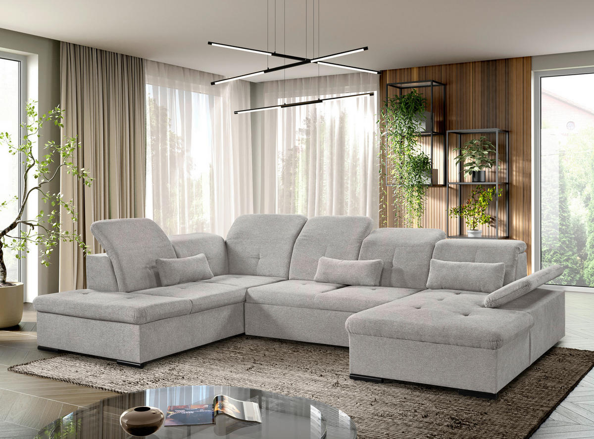 WOHNLANDSCHAFT Taupe Chenille  - Taupe/Grau, KONVENTIONELL, Kunststoff/Textil (188/340/240cm) - Carryhome