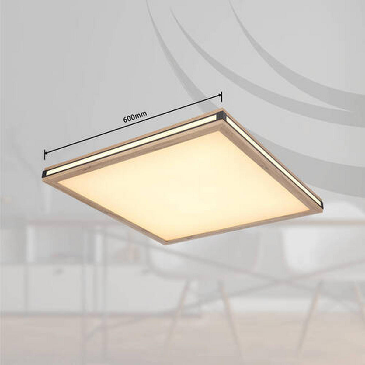 LED-TAKLAMPA 36 W 60/60/7,5 cm  - vit/opal, Natur, metall/trämaterial (60/60/7,5cm) - Globo