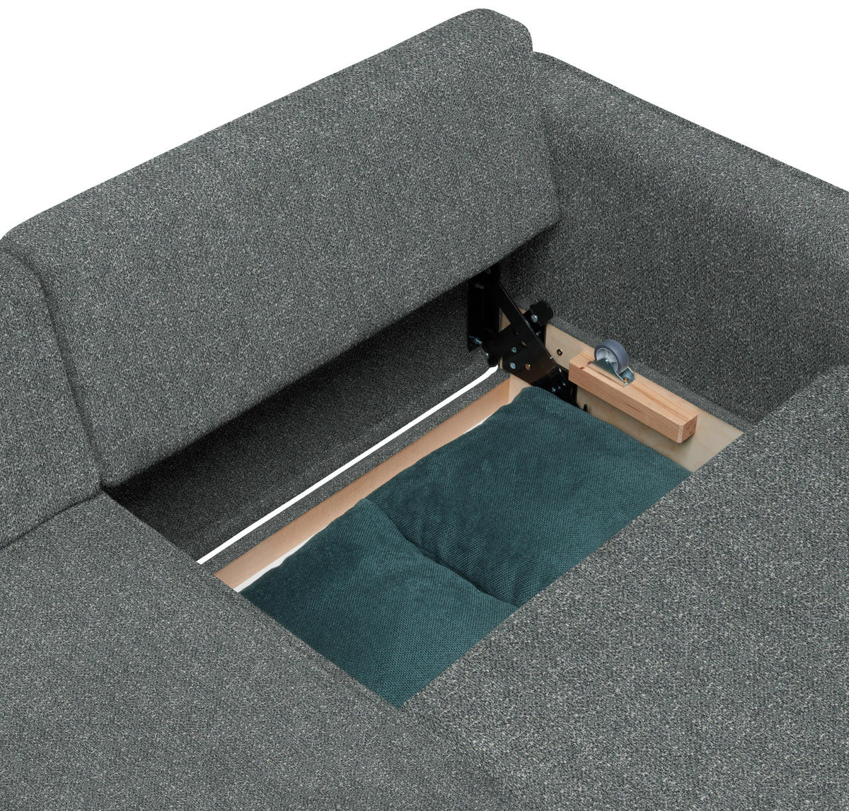 ECKSOFA  in Mikrovelours Graugrün  237/170 cm  - Eichefarben/Graugrün, KONVENTIONELL, Holz/Textil (237/170cm) - Sedda