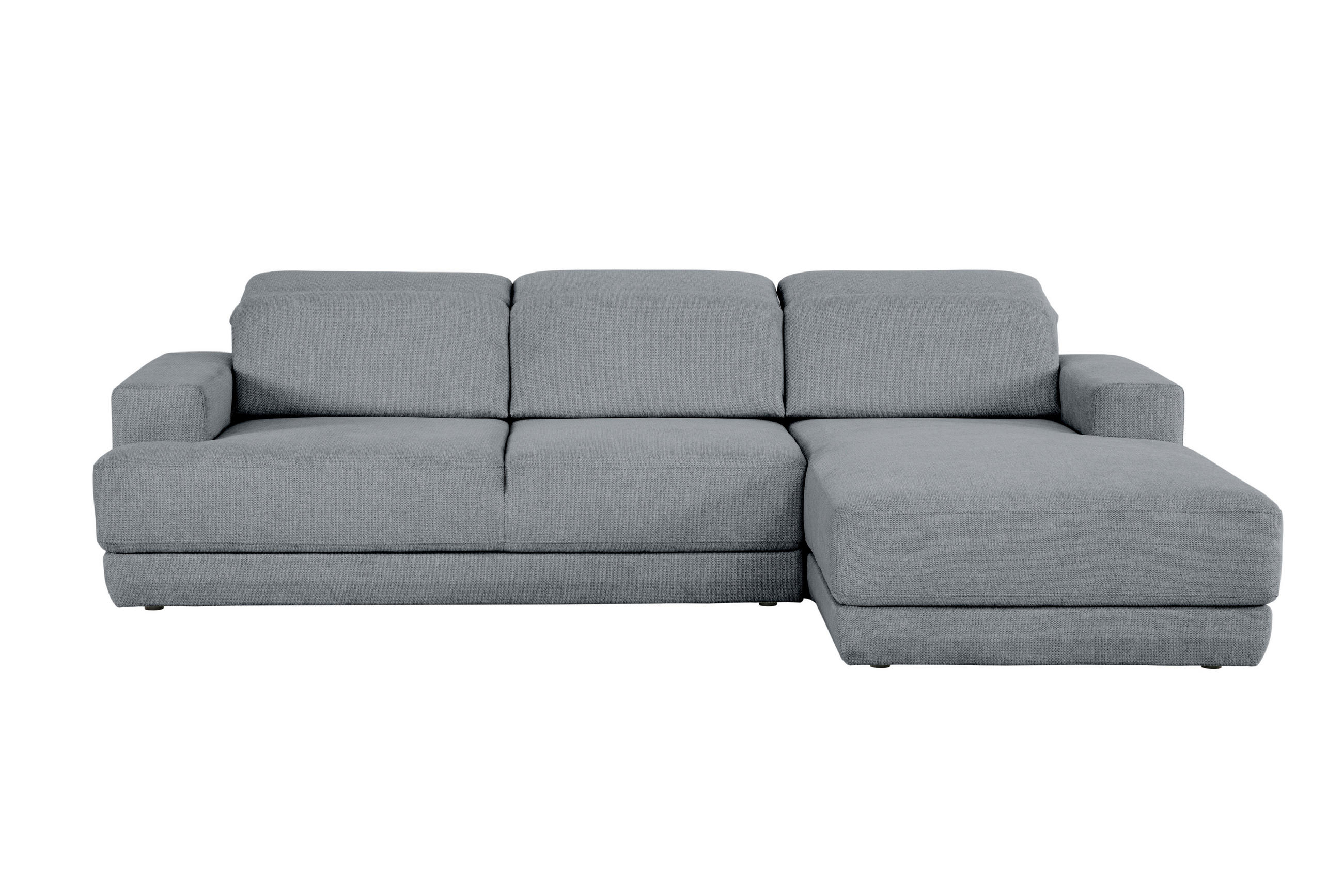ECKSOFA Dunkelgrau Webstoff  - Dunkelgrau/Schwarz, Design, Kunststoff/Textil (204/293cm) - MID.YOU