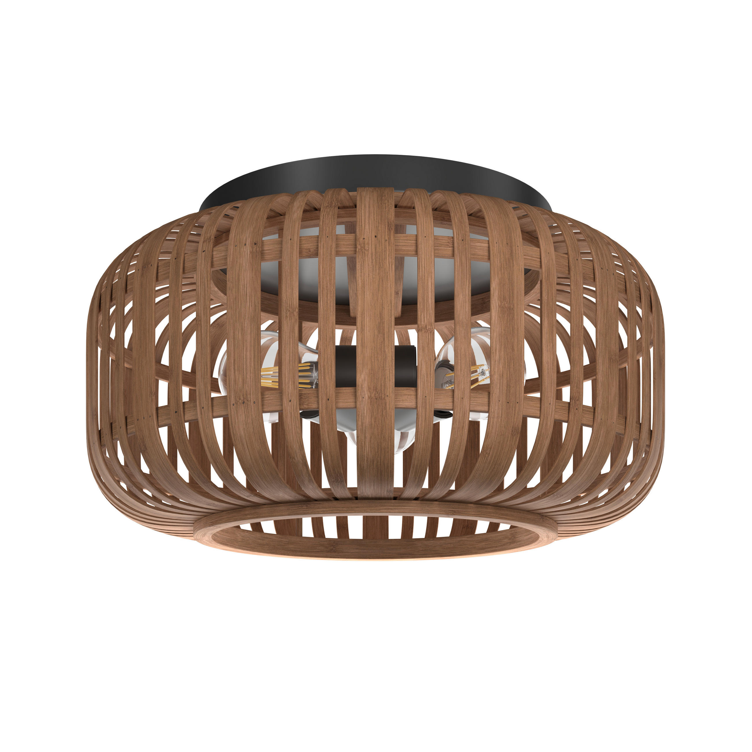 DECKENLEUCHTE Vinkovci 40/22,5 cm  - Schwarz/Naturfarben, Natur, Naturmaterialien/Metall (40/22,5cm) - Marama
