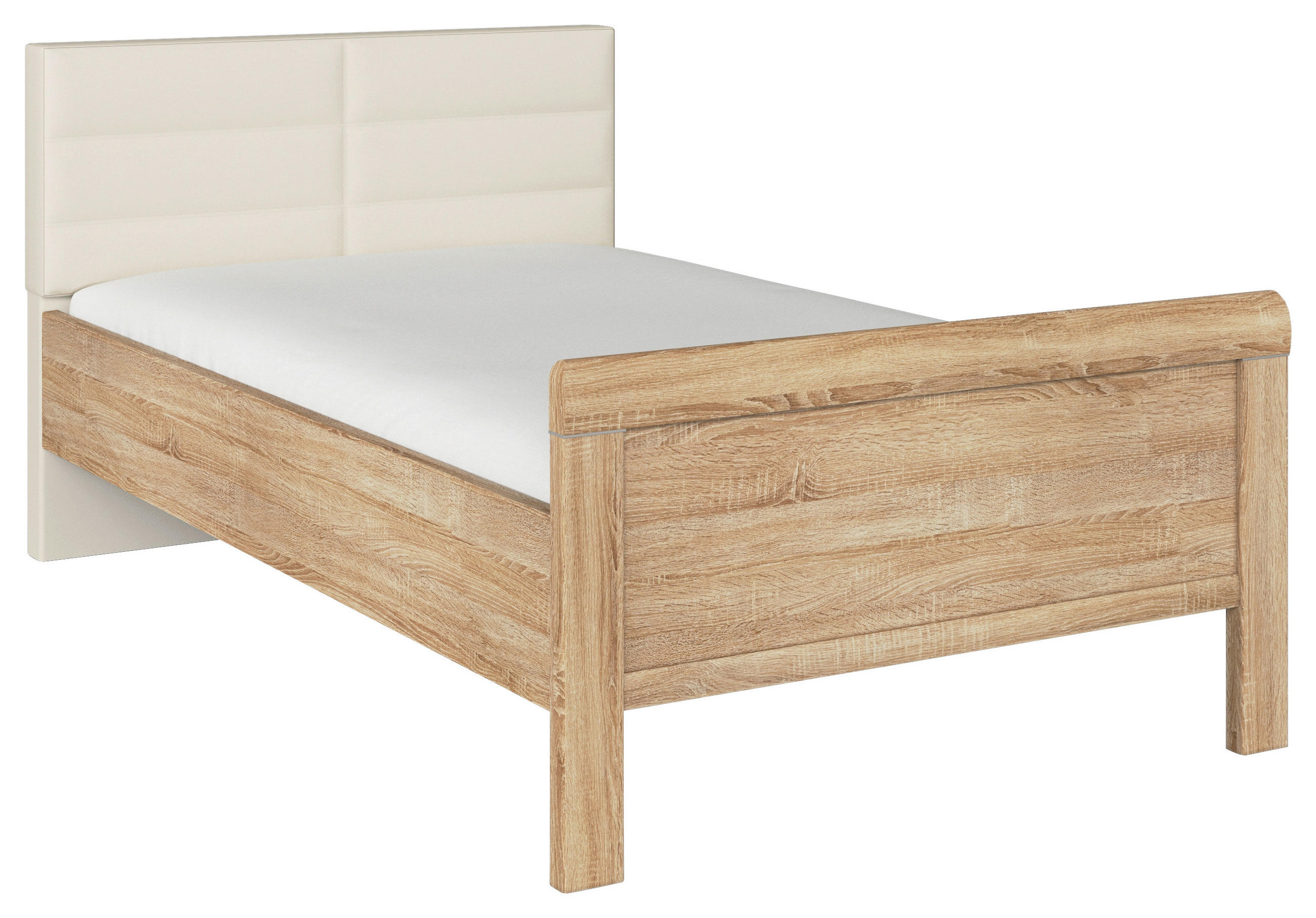 BETT 90/200 cm  in Champagner, Sonoma Eiche  - Champagner/Sonoma Eiche, Design, Textil (90/200cm) - Novel