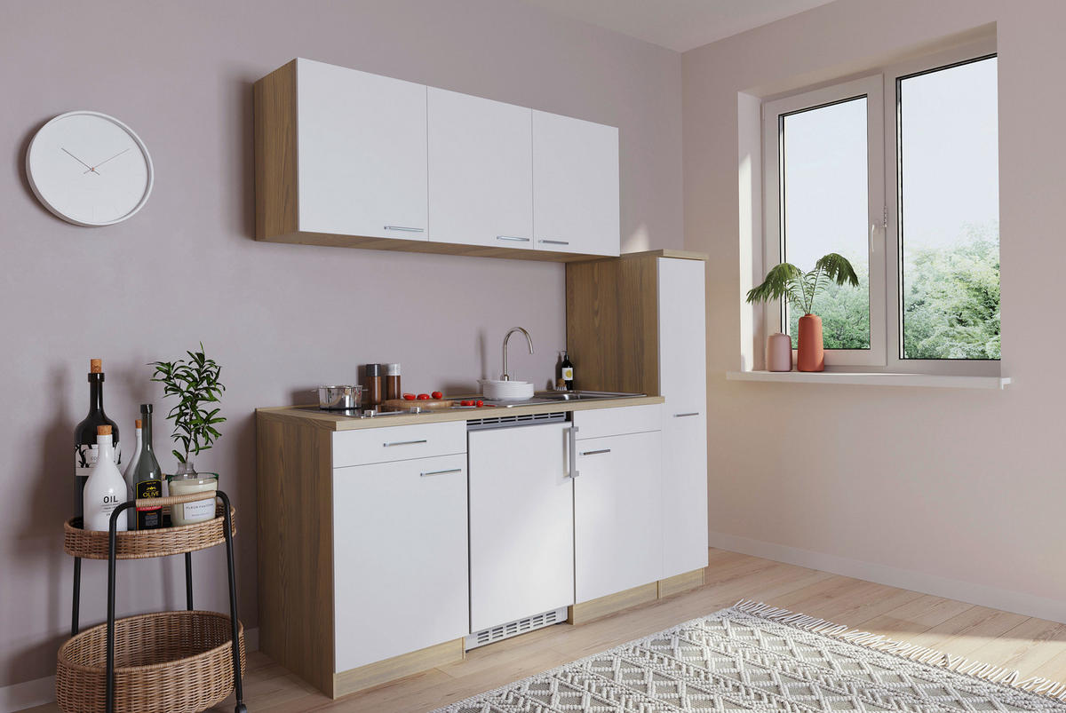 MODULKÖK 180 cm   i vit  - vit/aluminiumfärg, Basics, trämaterial/plast (180cm) - Respekta