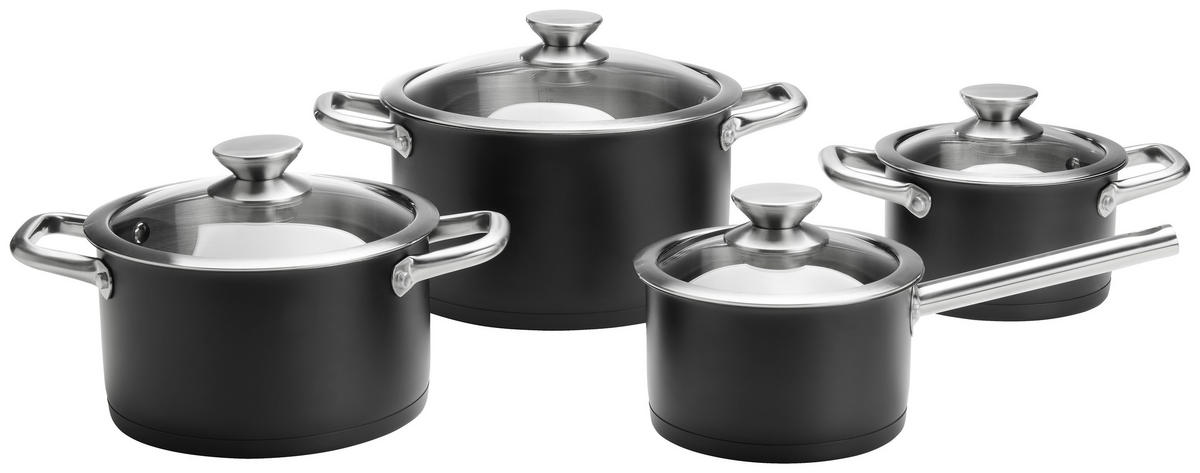 SADA HRNCŮ, 4dílné - černá/čiré, Basics, kov/sklo - Homeware Profession.