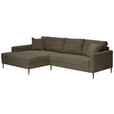 ECKSOFA Braun Cord  - Schwarz/Braun, KONVENTIONELL, Textil/Metall (173/276cm) - Carryhome