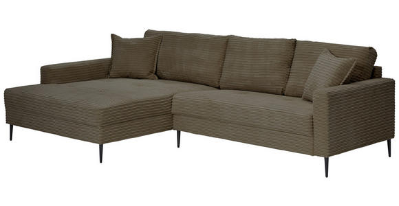 ECKSOFA Braun Cord - Schwarz/Braun, KONVENTIONELL, Textil/Metall (173/276cm) - Carryhome