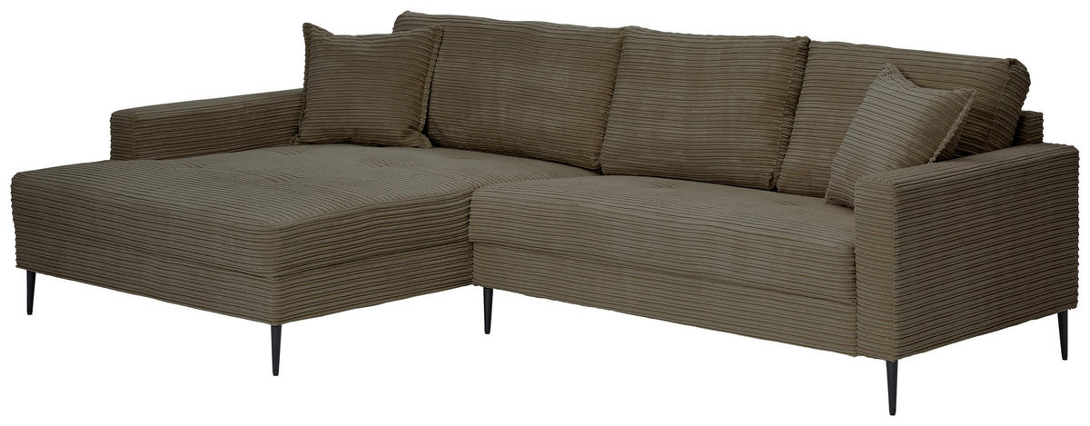 ECKSOFA in Cord Braun  173/276 cm  - Schwarz/Braun, KONVENTIONELL, Textil/Metall (173/276cm) - Carryhome