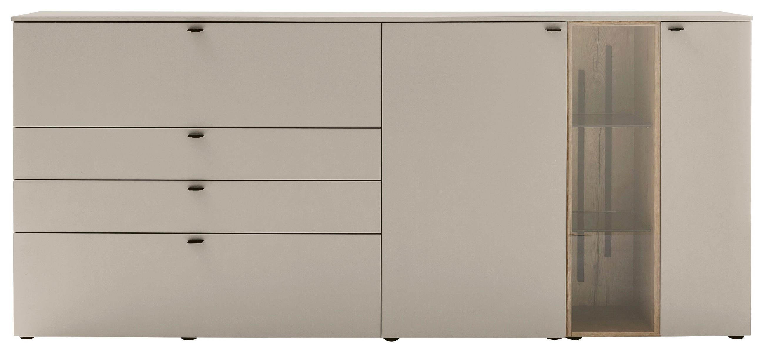 SIDEBOARD Eichefarben, Seidengrau  240/106/43 cm  - Eichefarben/Anthrazit, Design, Glas/Holz (240/106/43cm) - Venjakob