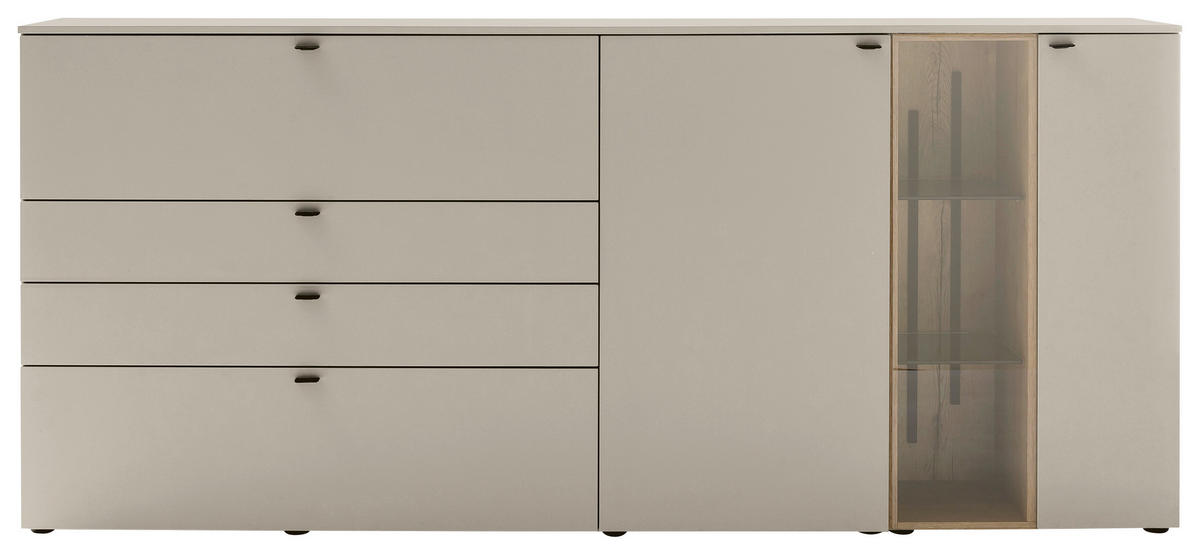 SIDEBOARD Eichefarben, Seidengrau  240/106/43 cm  - Eichefarben/Anthrazit, Design, Glas/Holz (240/106/43cm) - Venjakob