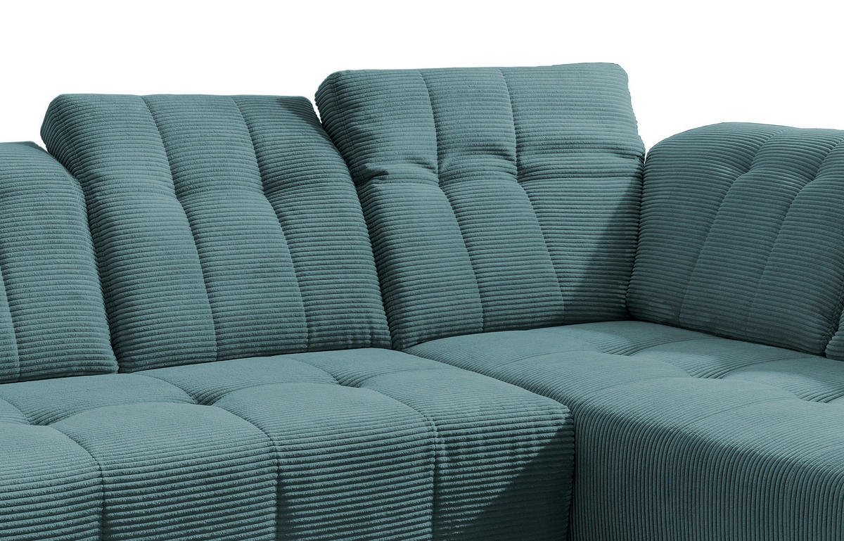 ECKSOFA in Cord Petrol  - Petrol/Schwarz, Modern, Textil/Metall (261/200cm) - Livetastic