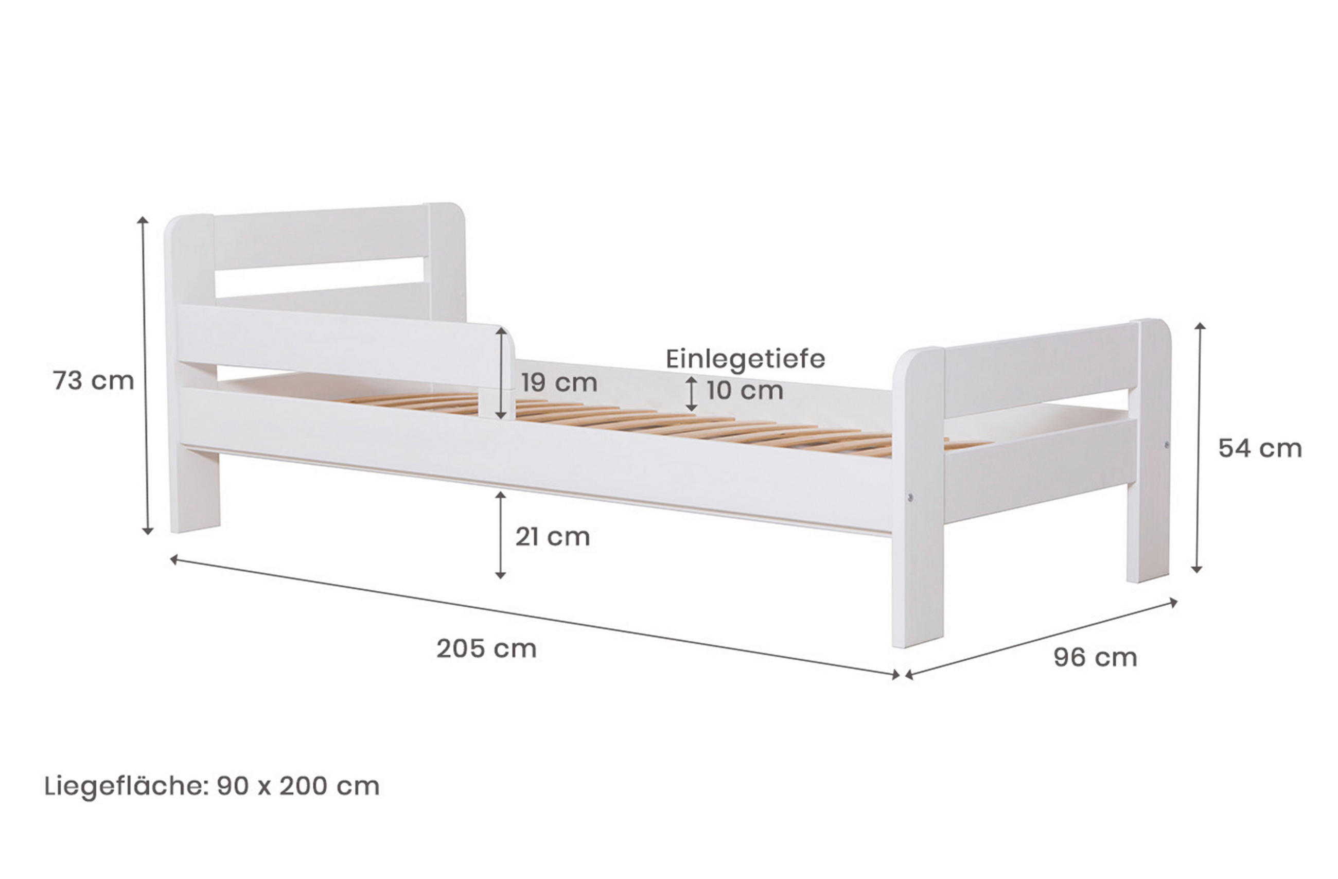 BETT 90/200 cm  in Weiss   - Weiss, Modern, Holz (90/200cm) - MID.YOU