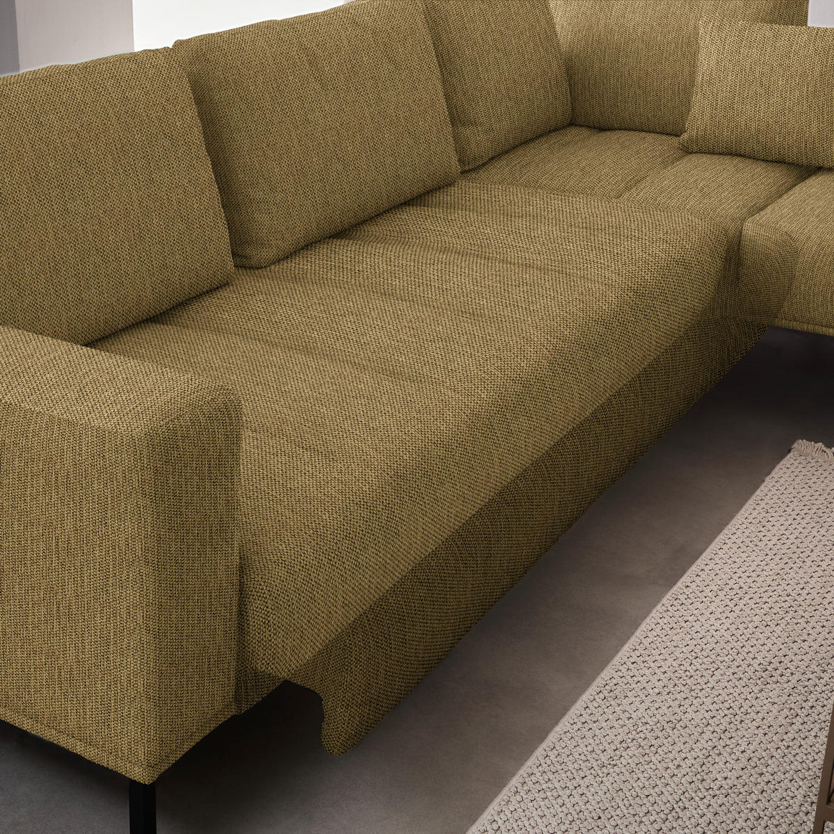 ECKSOFA  in Flachgewebe Messingfarben  308/270 cm  - Messingfarben/Schwarz, Design, Textil/Metall (308/270cm) - Pure Home Lifestyle