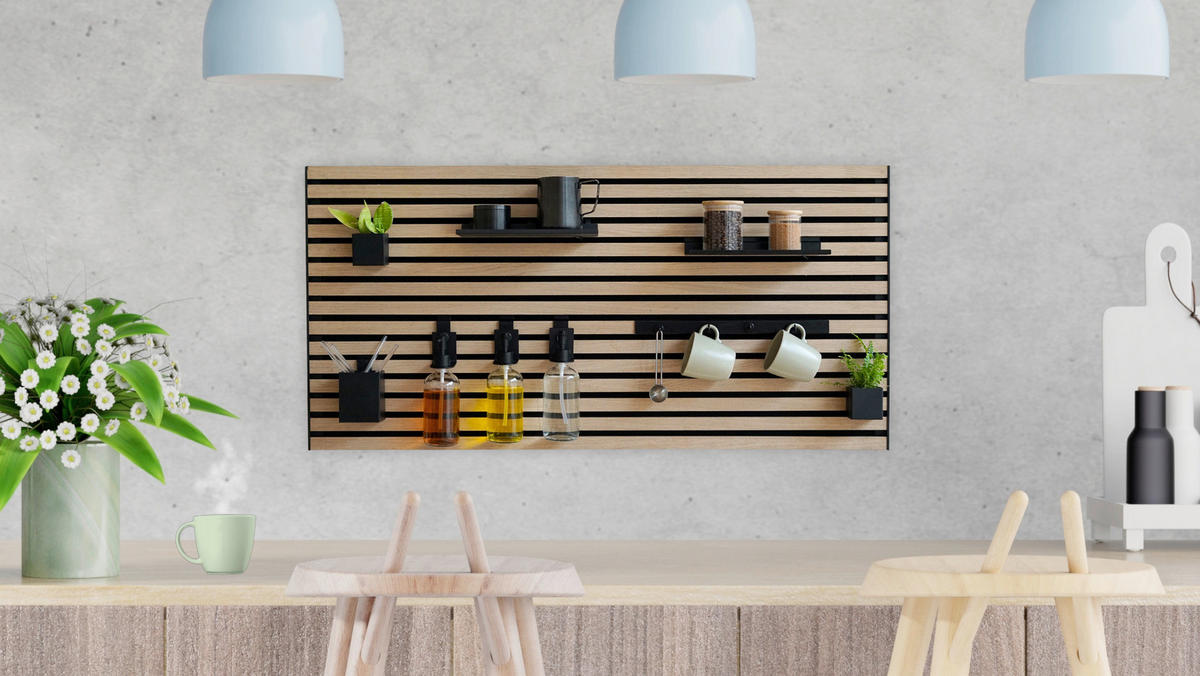 KÜCHEN-ORGANIZER-SET  - Schwarz/Braun, Basics, Holzwerkstoff/Metall (80/60/2cm)