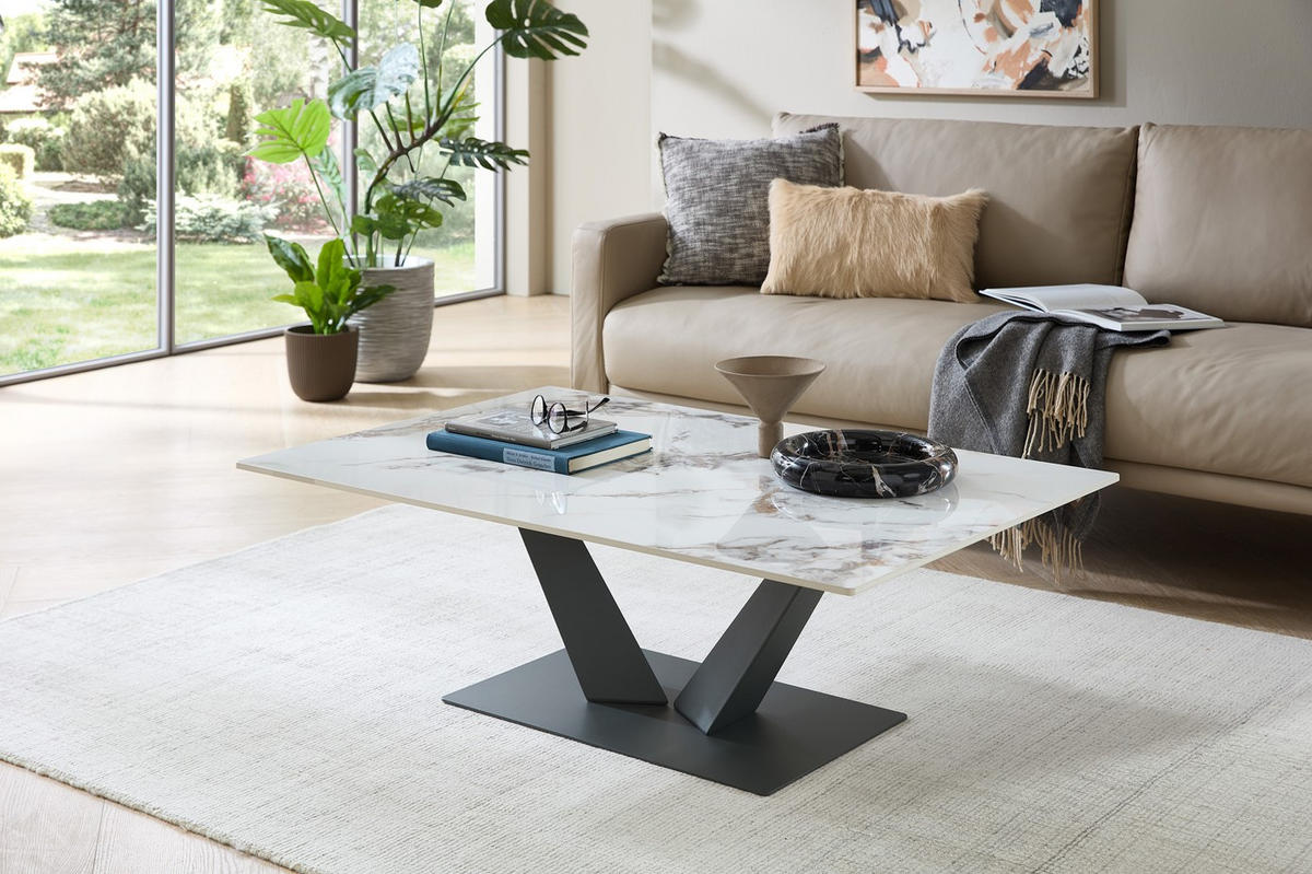 COUCHTISCH rechteckig Anthrazit, Weiß  - Anthrazit/Weiß, Design, Keramik/Metall (120/40/80cm) - MID.YOU