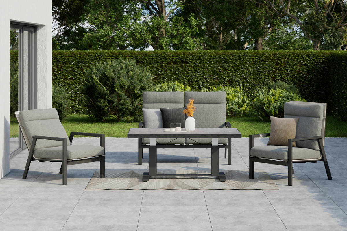 2-SITZER-BANK 134/97/87 cm  in Anthrazit, Grau  - Anthrazit/Grau, Design, Textil/Metall (134/97/87cm) - Amatio