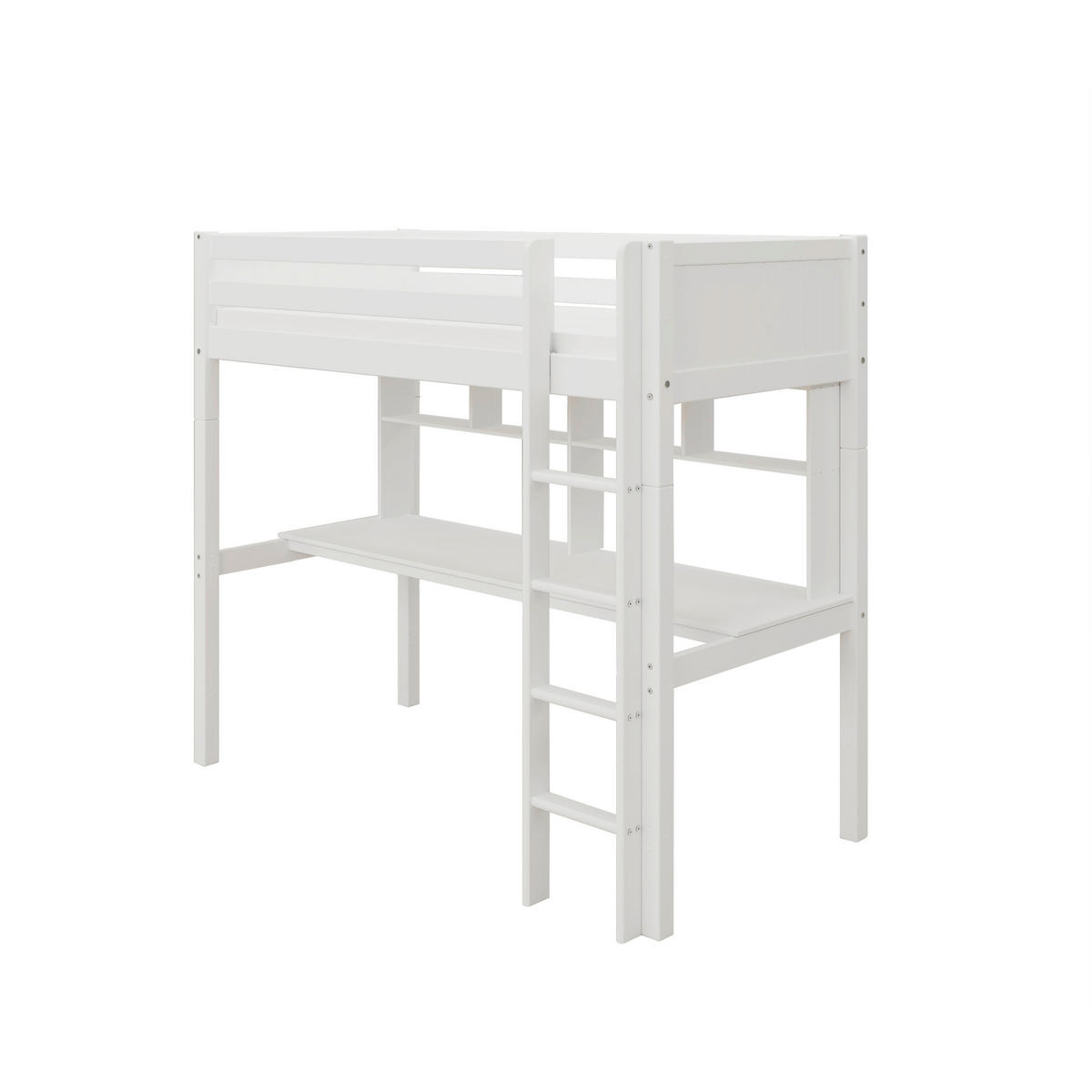 HOCHBETT 90/200 cm,  in Absturzsicherung, Leiter, Schreibtisch, Rollrost  - Weiß, MODERN, Holz (90/200cm) - Chameo