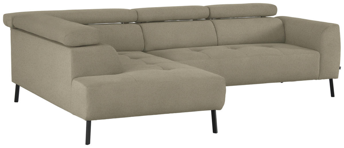 ECKSOFA in Chenille Beige  205/280 cm  - Beige/Schwarz, Design, Textil/Metall (205/280cm) - Xora