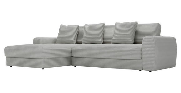 ECKSOFA Hellgrau Cord  - Hellgrau/Schwarz, MODERN, Kunststoff/Textil (182/302cm) - Carryhome