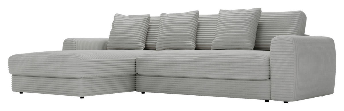 ECKSOFA in Cord Hellgrau  - Hellgrau/Schwarz, Modern, Kunststoff/Textil (182/302cm) - Carryhome