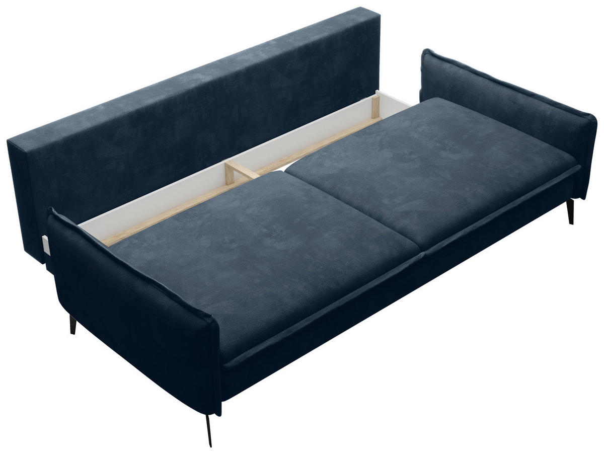 SCHLAFSOFA Chenille Dunkelblau  - Schwarz/Dunkelblau, KONVENTIONELL, Textil/Metall (223/89/107cm) - Carryhome