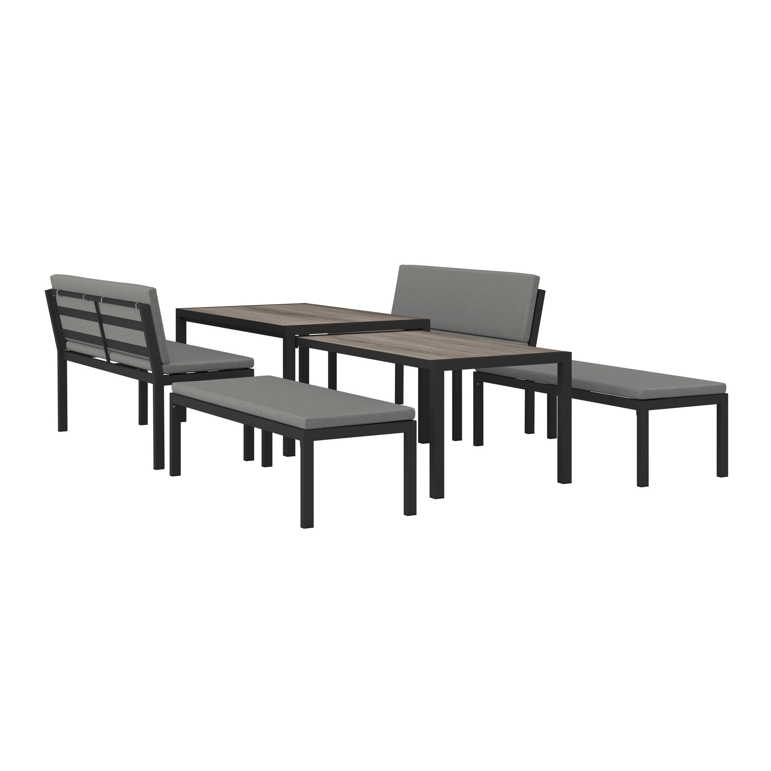 GARTENSET Webstoff Aluminium  - Anthrazit/Hellgrau, MODERN, Kunststoff/Textil - Ambia Garden