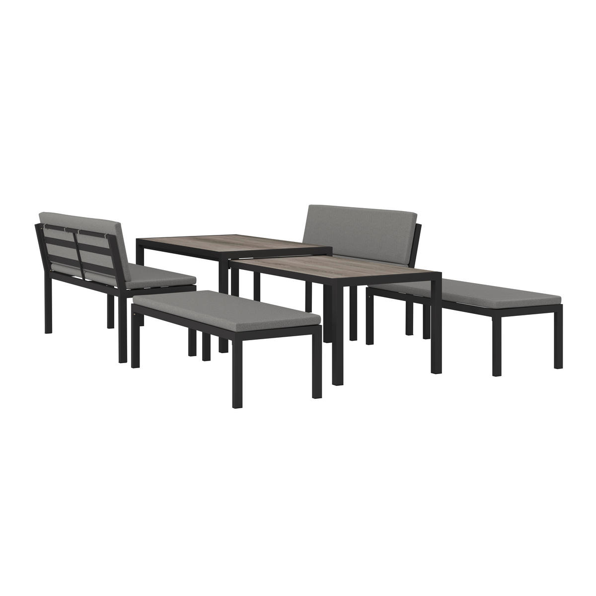 GARTENSET Webstoff Aluminium  - Anthrazit/Hellgrau, MODERN, Kunststoff/Textil - Ambia Garden