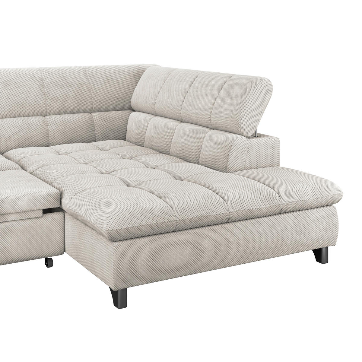 ECKSOFA Creme Chenille  - Chromfarben/Creme, KONVENTIONELL, Textil/Metall (312/234cm) - Livetastic