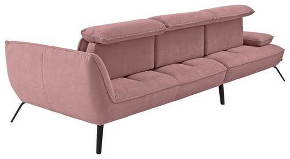 ECKSOFA in Cord Altrosa  - Schwarz/Altrosa, Design, Textil/Metall (202/301cm) - Moderano