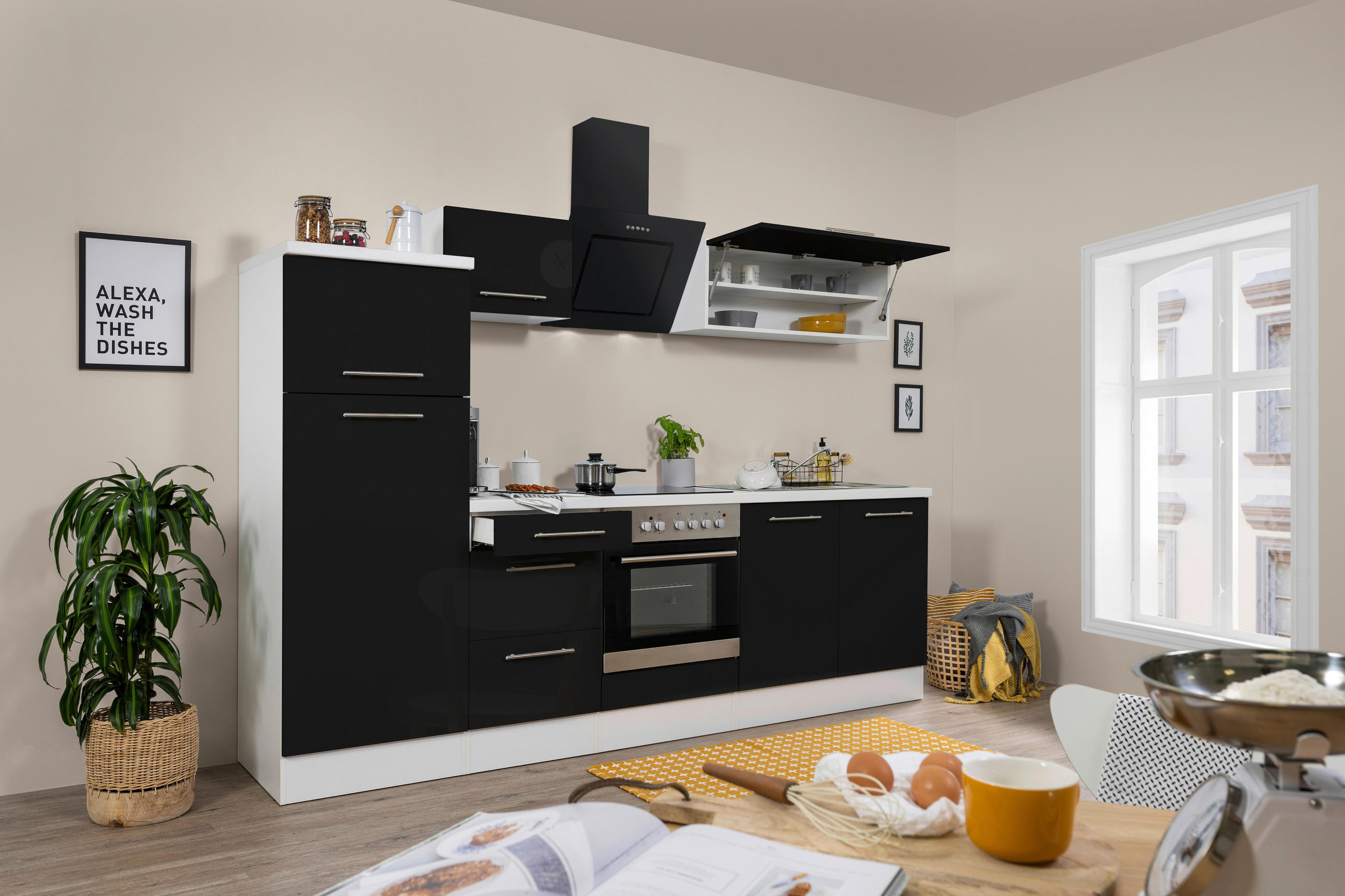 KÜCHENBLOCK 270 cm in Schwarz, Weiß - Alufarben/Schwarz, KONVENTIONELL, Metall (270cm) - Respekta