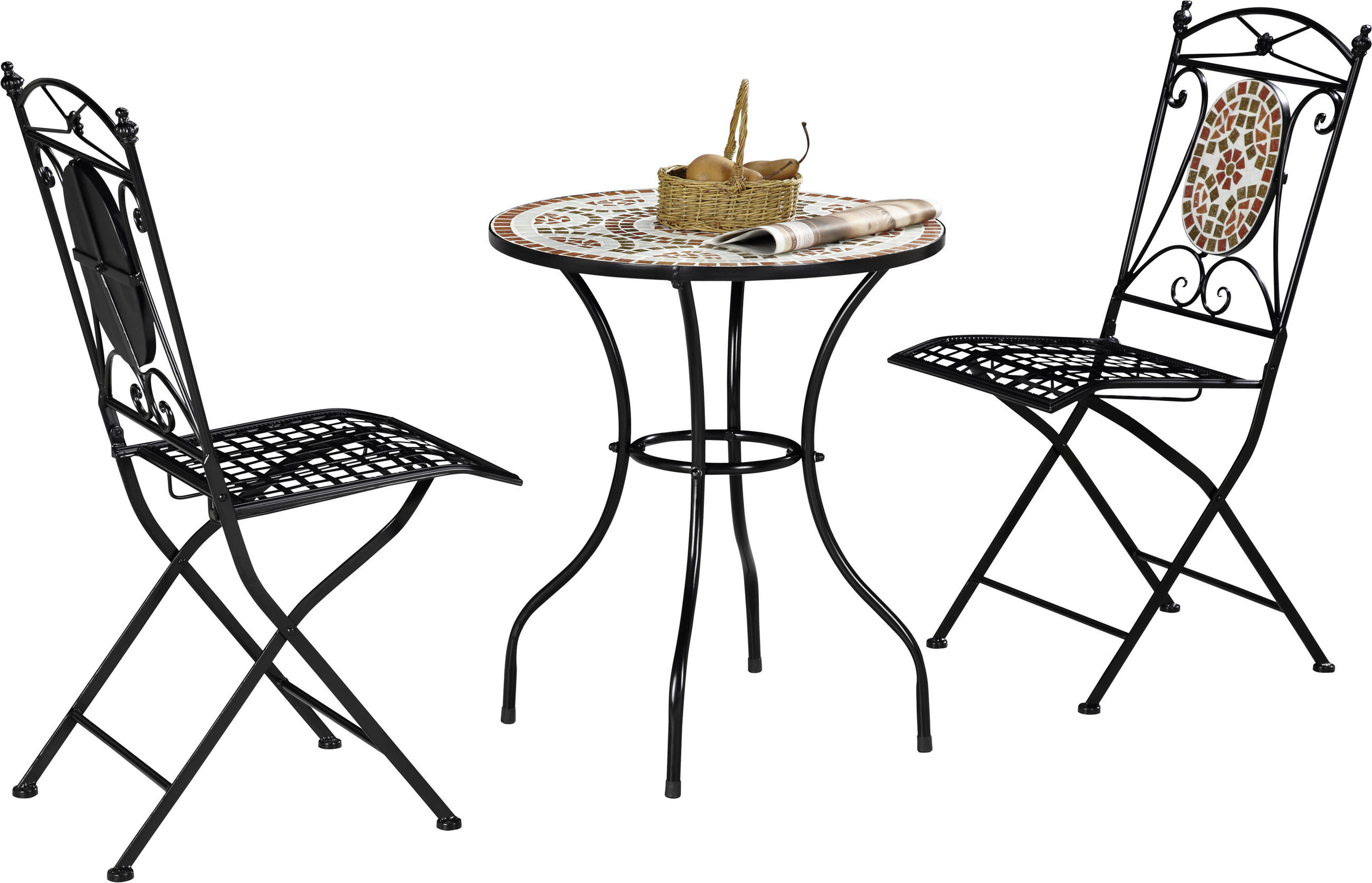 BAŠTENSKI SET 3 dela  - višebojna/crna, Lajfstajl, kamen/metal (60/40/70/95/60/51cm) - Ambia Garden